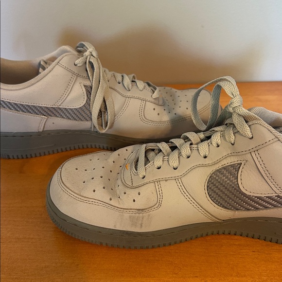 Mens Nike Air Force One Shoes Gray with Orange Size 10.5 - Picture 8 of 9